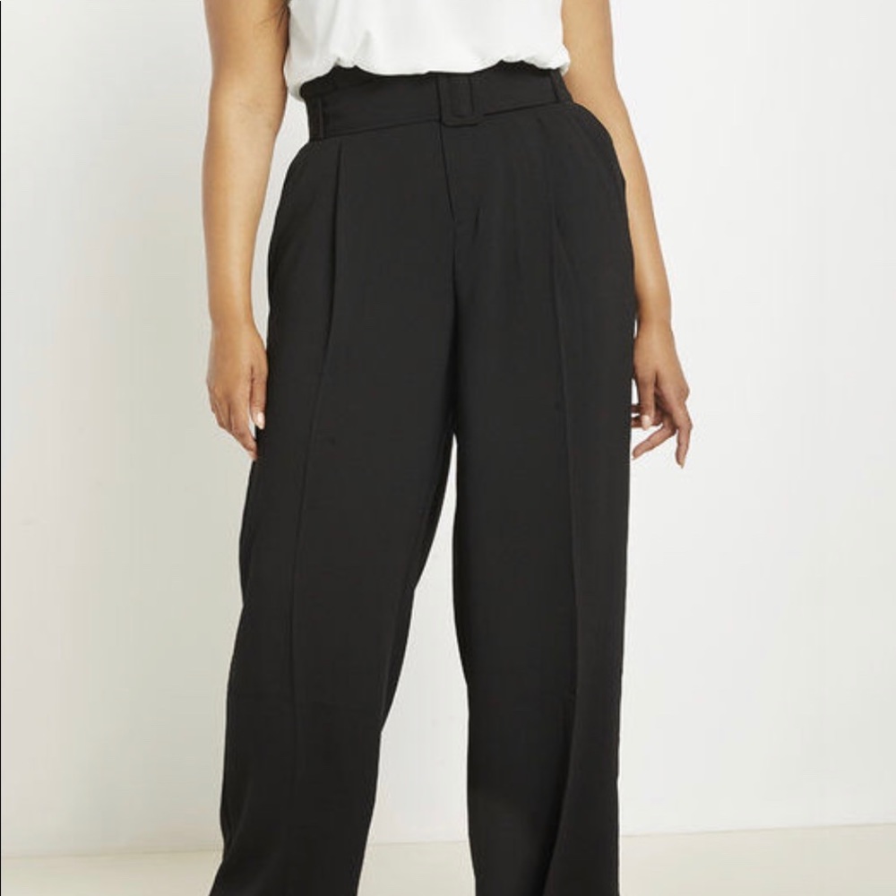Eloquii paper bag waist wide leg pants